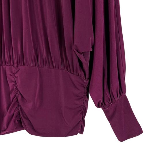 Express Purple Ruched Balloon Sleeve Blouse Womens S Elegant Minimalist - Picture 5 of 9